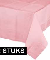 Plastic 2x gekleurde tafellakens lichtroze