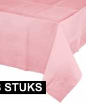 Plastic 3x gekleurde tafellakens lichtroze